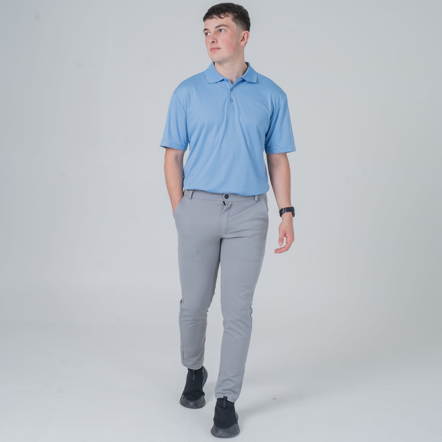 Men’s Premium Stretch Trousers – Pull-On Pants with Hidden Elastic Waist, Zip & Button for Work & Travel | Flexi Pants™