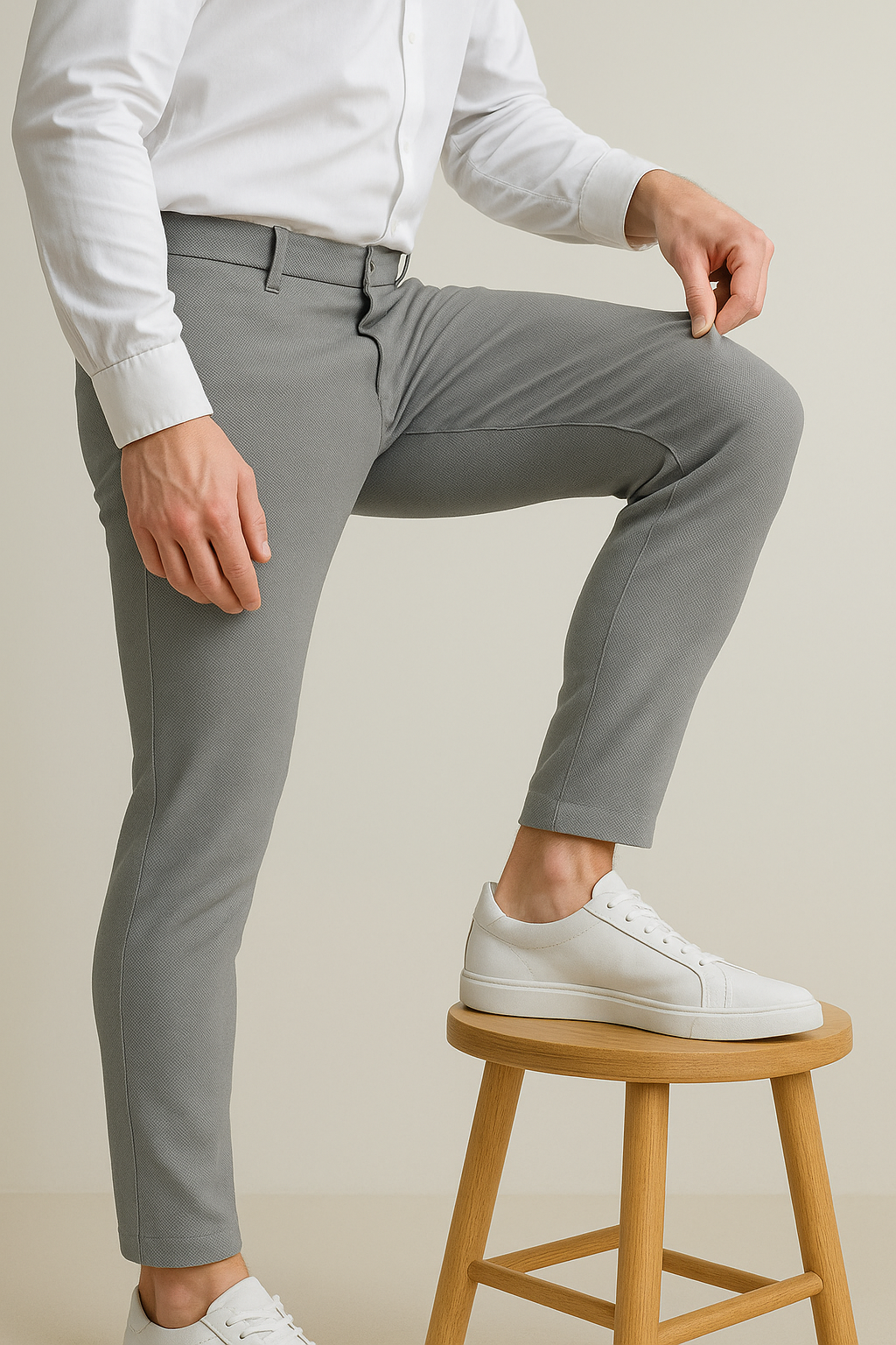 Men’s Premium Stretch Trousers – Pull-On Pants with Hidden Elastic Waist, Zip & Button for Work & Travel | Flexi Pants™
