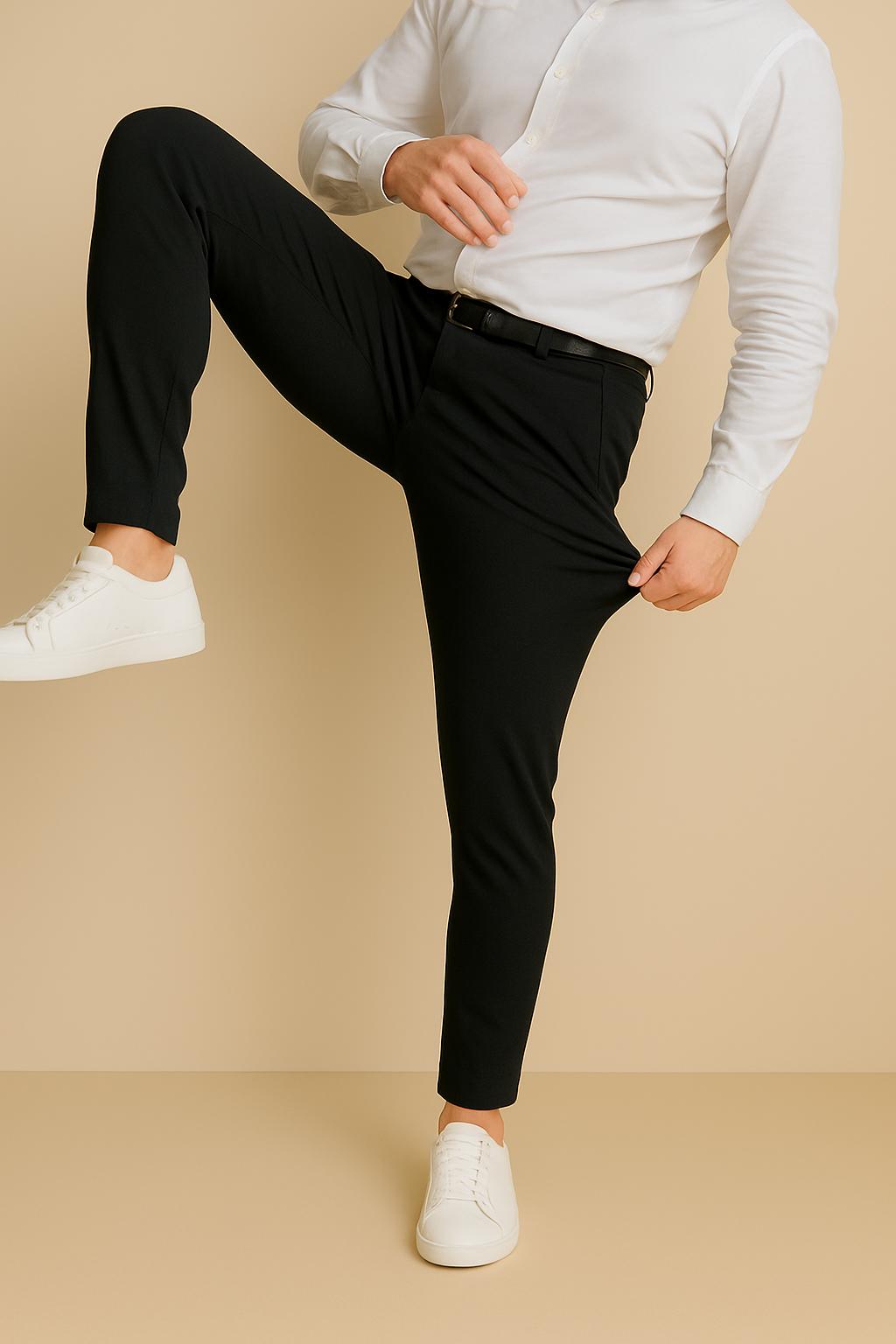 Men’s Premium Stretch Trousers – Pull-On Pants with Hidden Elastic Waist, Zip & Button for Work & Travel | Flexi Pants™