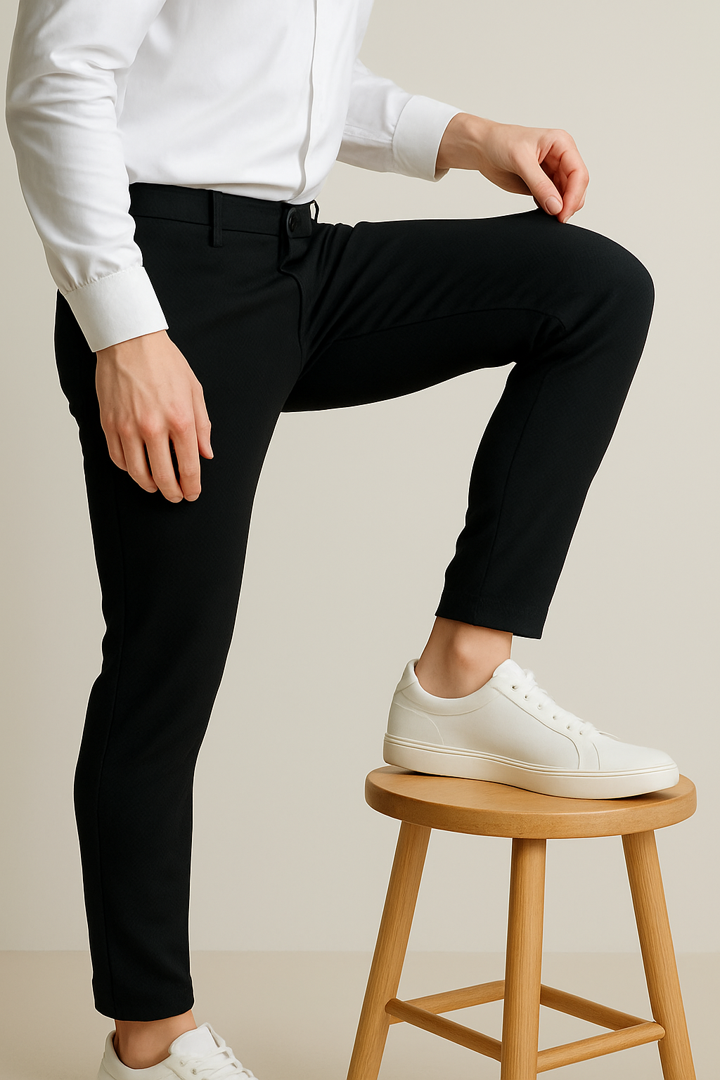 Men’s Premium Stretch Trousers – Pull-On Pants with Hidden Elastic Waist, Zip & Button for Work & Travel | Flexi Pants™