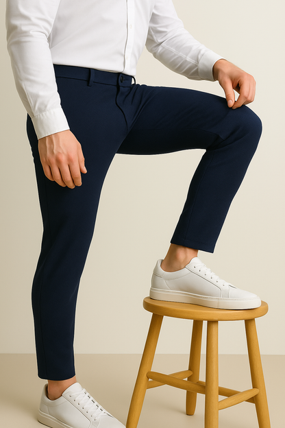 Men’s Premium Stretch Trousers – Pull-On Pants with Hidden Elastic Waist, Zip & Button for Work & Travel | Flexi Pants™