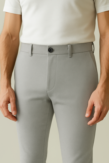 Men’s Premium Stretch Trousers – Pull-On Pants with Hidden Elastic Waist, Zip & Button for Work & Travel | Flexi Pants™