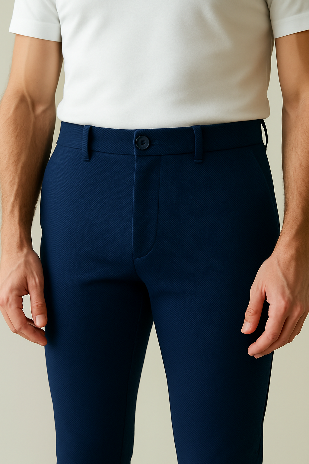 Men’s Premium Stretch Trousers – Pull-On Pants with Hidden Elastic Waist, Zip & Button for Work & Travel | Flexi Pants™