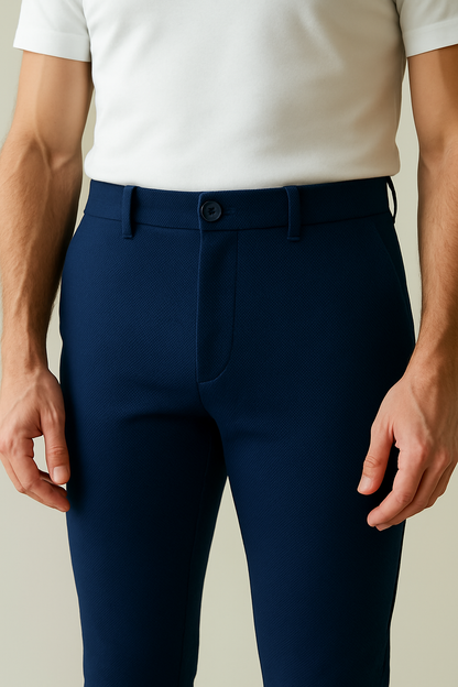 Men’s Premium Stretch Trousers – Pull-On Pants with Hidden Elastic Waist, Zip & Button for Work & Travel | Flexi Pants™