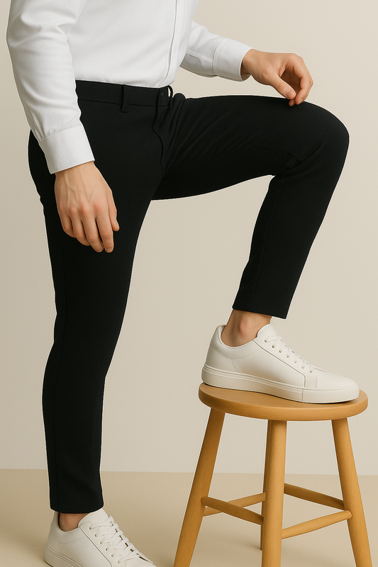 Men’s Premium Stretch Trousers – Pull-On Pants with Hidden Elastic Waist, Zip & Button for Work & Travel | Flexi Pants™