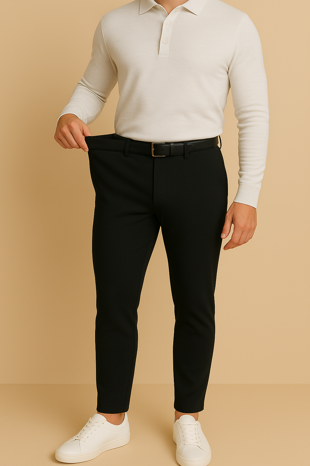 Men’s Premium Stretch Trousers – Pull-On Pants with Hidden Elastic Waist, Zip & Button for Work & Travel | Flexi Pants™