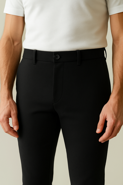 Men’s Premium Stretch Trousers – Pull-On Pants with Hidden Elastic Waist, Zip & Button for Work & Travel | Flexi Pants™